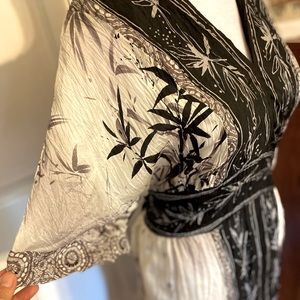 NWT 100% Silk Maxi Dress Kimono style sleeves